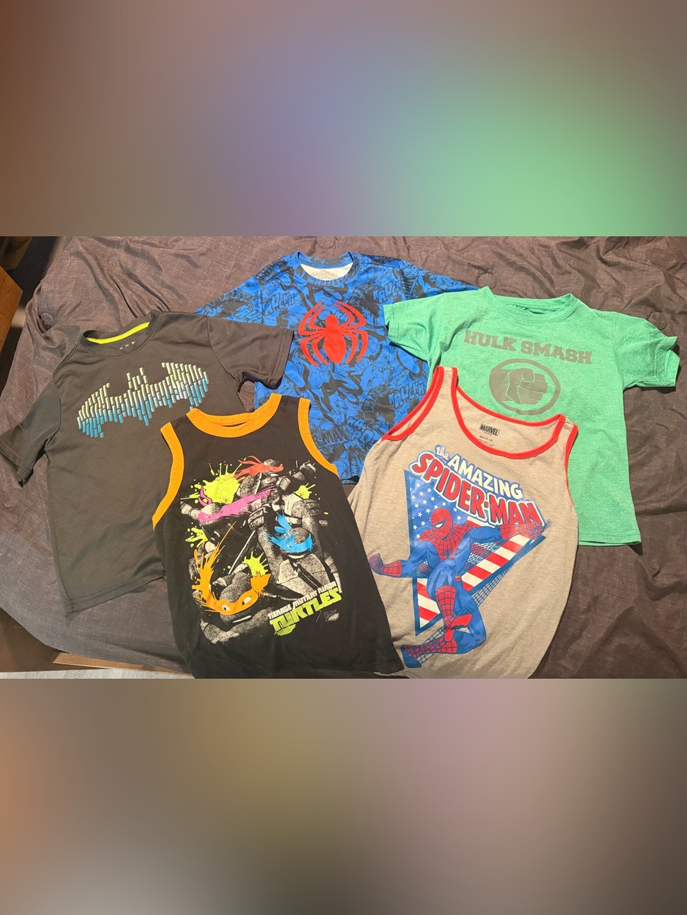 Marvel Spider-Man Batman, Hulk, and Ninja Turtles size 7/8 (Hulk 5/6)